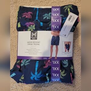 Member's Mark Men's Palm Print Swim Trunks - Navy and Multicolor